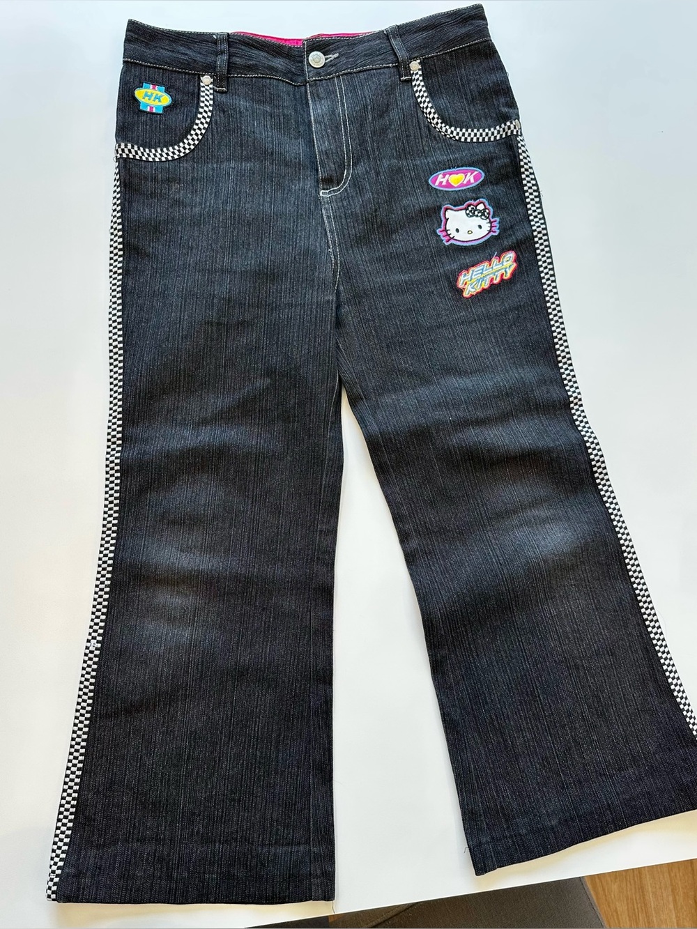 Vintage Y2K Hello Kitty Sanrio Girls Flare Jeans Size 14
